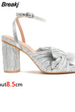 Dropship 2023 Summer Woman Sandals Super High Heel With Butterfly-knot Sweet Lady Office Woman Shoes Plus Size