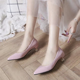 Comfort Low-heeled Pumps Womens 3CM Pointed Cat Heel Pink High Heels Stiletto Bridesmaid Wedding Shoes Career Work