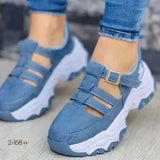 Breakj Large-Size Casual Single-Shoe Women's Spring And Summer New Flat Bottom Flying Weaving Breathable Magic Sticker Casual Mesh
