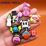 Sale 1pcs PVC Shoe Charms Cute Rabbit Baby Bottle Sieve Shoe Accessories Shoe Buckle Decorations fit Croc JIBZ Kids