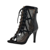 Breakj Size Fish Mouth Sandals Female 2024 New Fine Heel Ultra High Heel Mesh Fine Belt Dance Shoes Fish Mouth