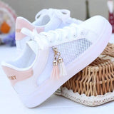 Mesh White Shoes Ladies Fashion Breathable Shoes Students Korean Casual Shoes Sports Shoes Flat Shoes Womens Shoes Zapatos