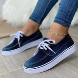 Planos Canvas Shoes Women 2021 New Arrival Plus Size Lace Up Flats Women Platform Casual Shoes Loafers Zapatillas