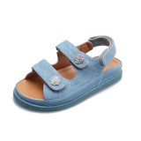 Buckle Denim Sandals Women Double Band Flat Jeans Sandalias Brand Plaid Sandales Back Hook&Loop Summer Shoes Woman