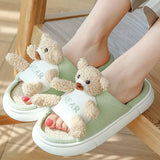 Home Cute Bear Slippers Cartoon Shoes Non-slip Soft Warm House Slipper Indoor Bedroom Couples Floor Autumn Winter 2021