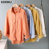 new chic casual loose cotton blouse shirt women female white blouse shirt spring summer women oversize shirt