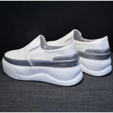 Women Slip on Loafers Ladies Sewing Platform Vulcanized Shoes Woman PU Leather Fashion Casual Footwear Female Comfort Shoe