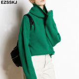 Women's Sweater Autumn Winter Warm Turtlenecks Casual Loose Oversized Lady Sweaters Knitted Pullover Top Pull