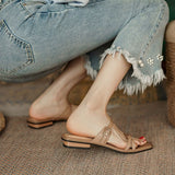 Women's Sandals Fashion Solid Cross Strap Female Flats 2cm 2023 Summer Square Head Outdoor Wear Belt Buckle Ladies