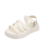 Breakj Word Buckle Platform Sandals Female 2024 Summer New Strip Platform Platform Students Casual Flat Sandals Roman
