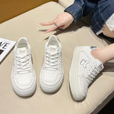 Women With Small White Shoes 2024 Spring And Autumn New Style Flat-Soled Low-Upper Shoes Soft-Soled Leisure Leather Upper Sports