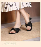 Summer New Simple High-Heel Flip-Flops, Cats And High-Heel Shoes French Women Wear