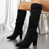 New Women's High-Heeling High-Heeling Heap Boots Women's Large-Size Thick And Velvet High-Valley Knight