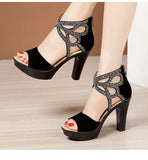 Open Toe Rhinestone Platform Shoes Ladies 2022 Summer Elegant Office Party High Heels Gladiator Sandals Plus Size
