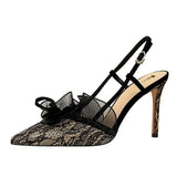 Breakj High-Heeled Fashion Sexy Party Show Thin Women's Shoes Thin Heel High Heel Diamond Lace Hollow Out