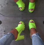 Summer 2022 New Thick with High-heeled Word with Sandals Simple Roman High Sandals Female Woman