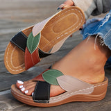 Breakj Summer Thick-Soled Slippers Women's Shoes Large-Size Cross-Slips Beach Shoes Color Fish Mouth