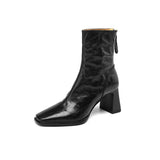Zipper Grasps Skinny Boots 2024 Autumn And Winter New Thick Heels, High Heels And Fashionable Leather Short