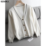 white black solid Sweater cardigans jacket ladies new women thick sweater coat v-neck cardigan jacket coat