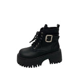 Breakj Boots Women's Thick Background Increased In 2025 New Autumn And Winter Retro Locomotive Boots Small Thick And Short