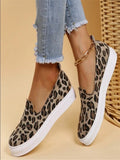 Vulcanized Sneakers Leopard Slip On Flat Wedge Platform Black High Top Suede Leather Autumn Ladies Shoes Zapatos