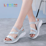 Brand Summer Women's Sandals 2021 New Designer Ladies Genuine Leather White Silver Pink Platform Sandal flip flop