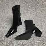 Breakj Design 2025 Autumn And Winter New Small Square Head Thick Heel High Heel Boots Martin Boots High Heels High Heels Fashion