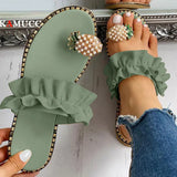 Hot Summer Flat Heel Women Ladies Sandals Toe Ring Bohemia Sandals With Ananas Flat Shoe Outdoor Holiday Slides