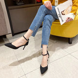 and Autumn High Heel Women 2024 New Versatile Thin Heel Professional L Pointed Black Buckle Strap Single Shoe