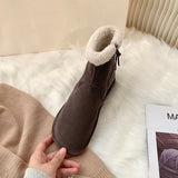 Breakj Preservation Small Warm Stove ~ Retro Flat Bottom Middle Tube Snow Boots Female 2023 New Winter Add Velvet Warm Cotton