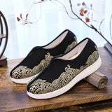 Breakj Men's Shoes Embroidered Korean Cloth Shoes Social Embroidery Flower Bean Shoes Lazy Tide Sail Flat Cloth