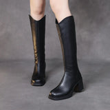 Breakj Layer Of Gruffel Coarse And Long Boots In The Warm High-Heekin Women Autumn And Winter New Personality Leather Fashion