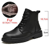 Genuine Leather Men's Ankle Boots High Top Shoes For Men Winter Fashion Male Motorcycle Footwear Snow Boots Size