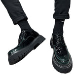 Breakj Men's Casual Leather Shoes Male Round Head British Patent Leather Breathable Men's Shoes Business Dress Wedding Groom Shoes