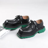 Breakj 2023 Spring New Leather Shoes Men's British Style Versatile Black Round Head Square Head Big Head Overalls Leather Shoes