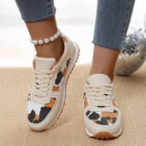 Breakj Large Code New Splicing Tie Sneakers 2025 Low-Top Leopard-Print Sports Casual Shoes