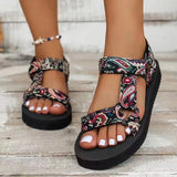 Breakj Summer New Thick-Soled Cloth National Wind Women's Shoes Fish Mouth Color Magic Stick Beach