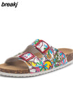 2023 New Summer Beach Cork Slippers Casual Double Buckle Non-slip Clogs Slides Women Slip on Flip Flop