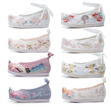 Breakj Shoes Hanfu Shoes Ancient Style Female Embroidered Cloth Shoes Inside The Raised Head Ancient Costume Shoes Cloth Shoes