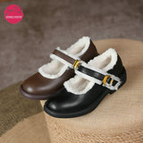 Winter Japanese Lolita Shoes Fluffy Round Toe Kawaii Anime Cosplay Women Shoes Shearling Warm Wool Girls Loli Pumps Size