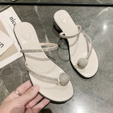 Breakj Women 2025 Summer New Water Drill Round Head Sandals Jacket Cool Dragged Coarse And Half-Dragging Sexy High Heels