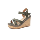 Breakj New Heel One Word Button Suede Exposed Toe Sandals Women's Waterproof Ighten Belt Buckle Women's