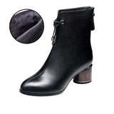 Shoe Female New Footwear Women Ankle High Heels Boots Autumn Winter Woman's Shoes Pumps Pointed Toe PU Leather