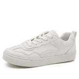 2021 New spring tenis feminino lace-up white shoes woman PU Leather solid color female shoes casual women sneakers