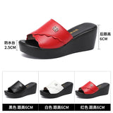 Women Wearing Sloping Heel Slippers Summer 2023 New Thick-Soled Waterproof Table Soft-Soled Comfortable Middle Heel 4143 Size