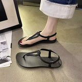 New Women's One-line Strap Sandals Roman Fashion Flat Sandals Casual Beach Sandals Women Ladies Shoes