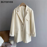 Casual Loose Single-breasted Mint Green Women Suit Blazer 2021 Spring Elegant Notched Collar Full Sleeve Female
