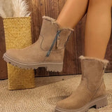 Breakj Boots Autumn And Winter New Large Size Side Zip Hair Anti-Slip Waterproof Plus Thick Low-Tight Cotton