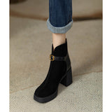 Breakj Your Eyes Into The Thick Bottom And Splicing Short Fashion Boots Women Autumn And Winter After The Zipper Frosting High And Short