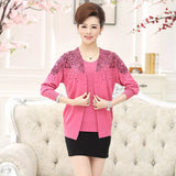 Set 2 Pieces Women Sweaters Tops Floral Tee Shirt + Blouse Suits Autumn Winter Pullovers Femme Plus Size 3XL Top